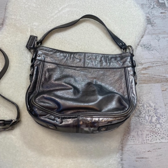 Coach Metallic Silver Crossbody Purse - Picture 7 of 15